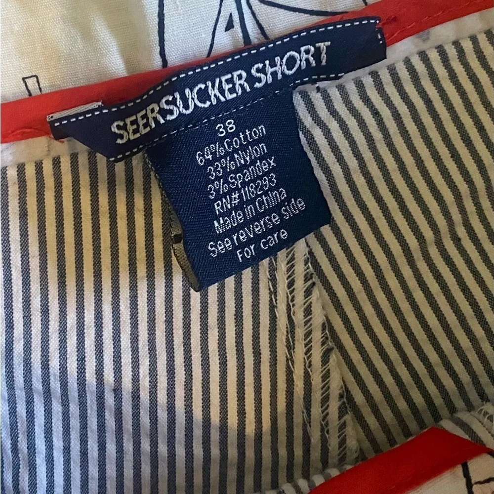 Men’s Blue White Seersucker Shorts 10.5” Inseam Size 38 NWOT